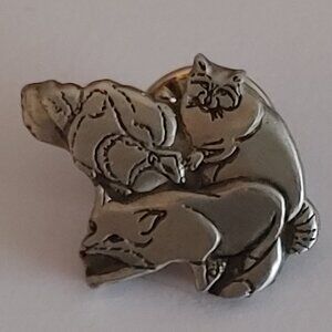 Pewter RABIES RESEARCH Pin Fox Skunk Raccoon Trash Panda